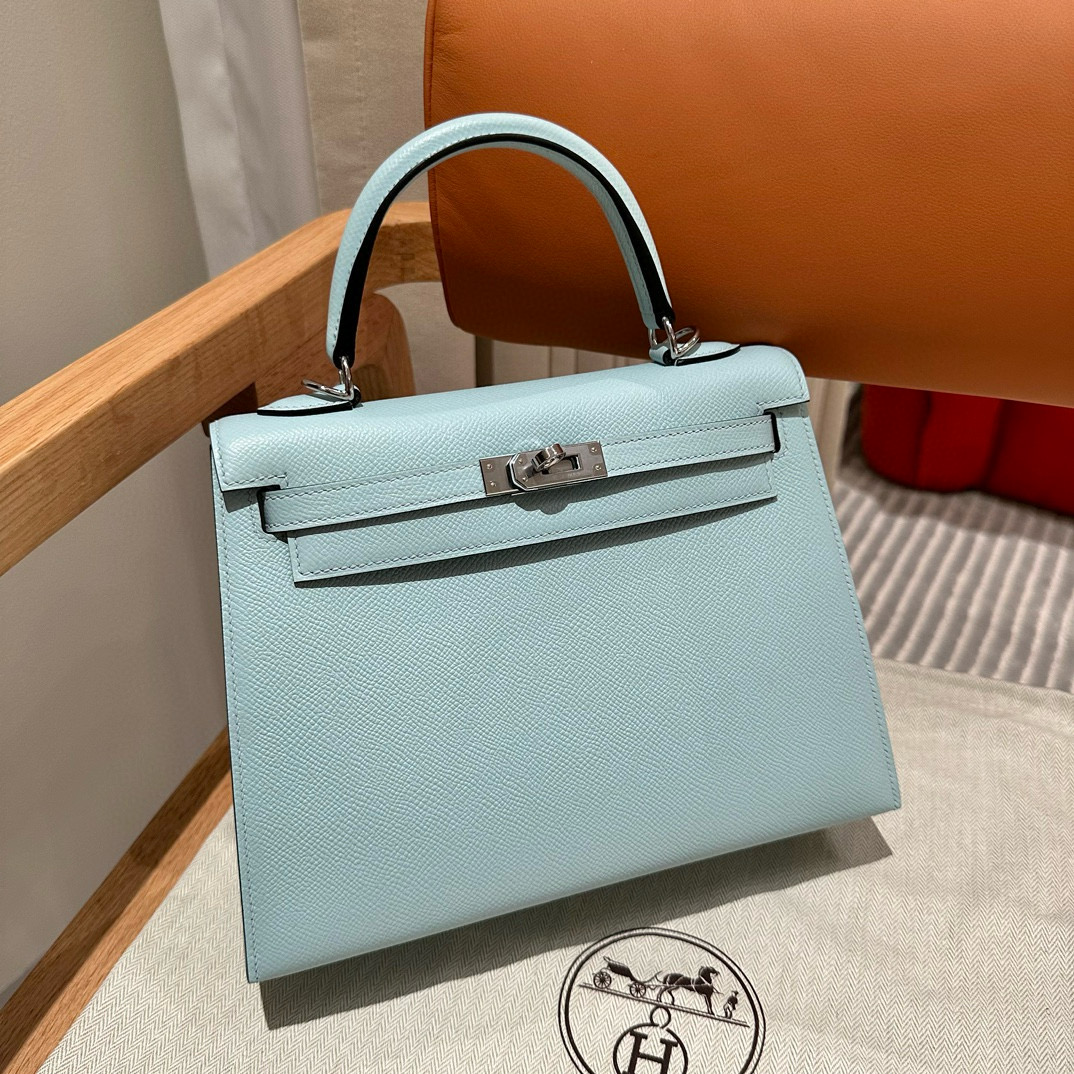 에르메스 Hermes Kelly 25cm Epsom U2 Blue zephyz/silver