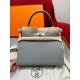 에르메스 Hermes Kelly 25cm Togo 4Z Girs Mouette/silver