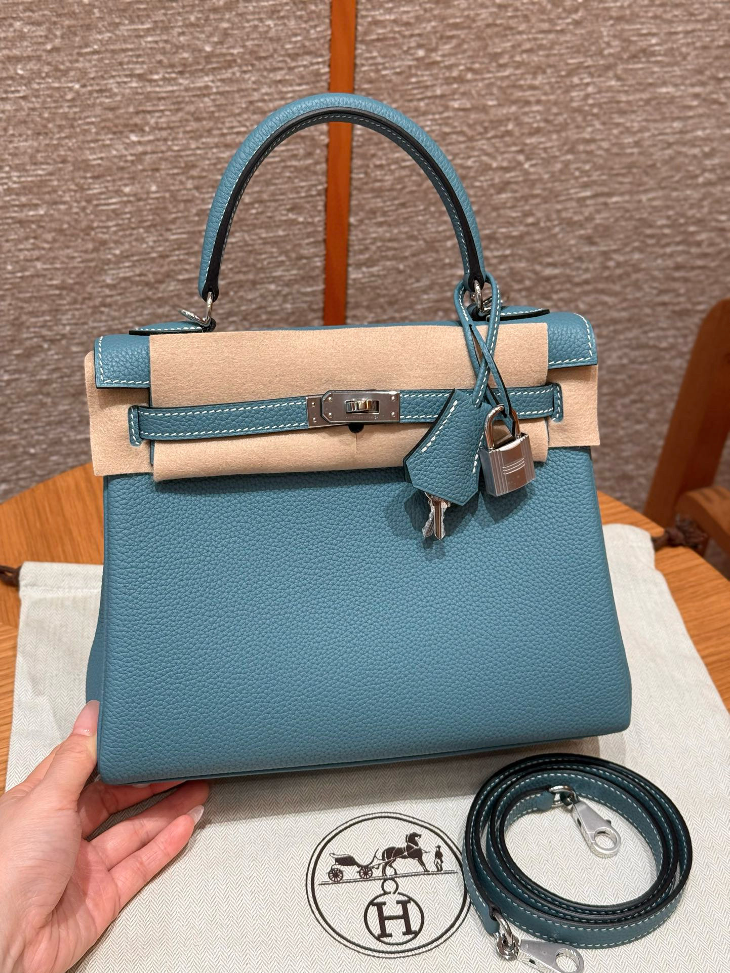 에르메스 Hermes Kelly 25cm Togo 75 Blue jean/silver