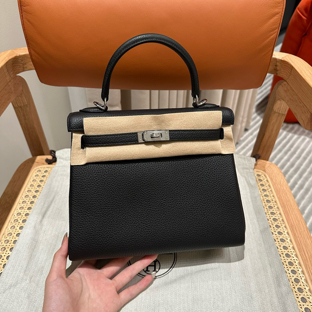 에르메스 Hermes Kelly 25cm Togo 89 Noir/silver