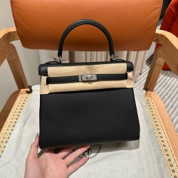에르메스 Hermes Kelly 25cm Togo 89 Noir/silver