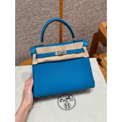에르메스 Hermes Kelly 25cm Togo OF Blue Frida/silver