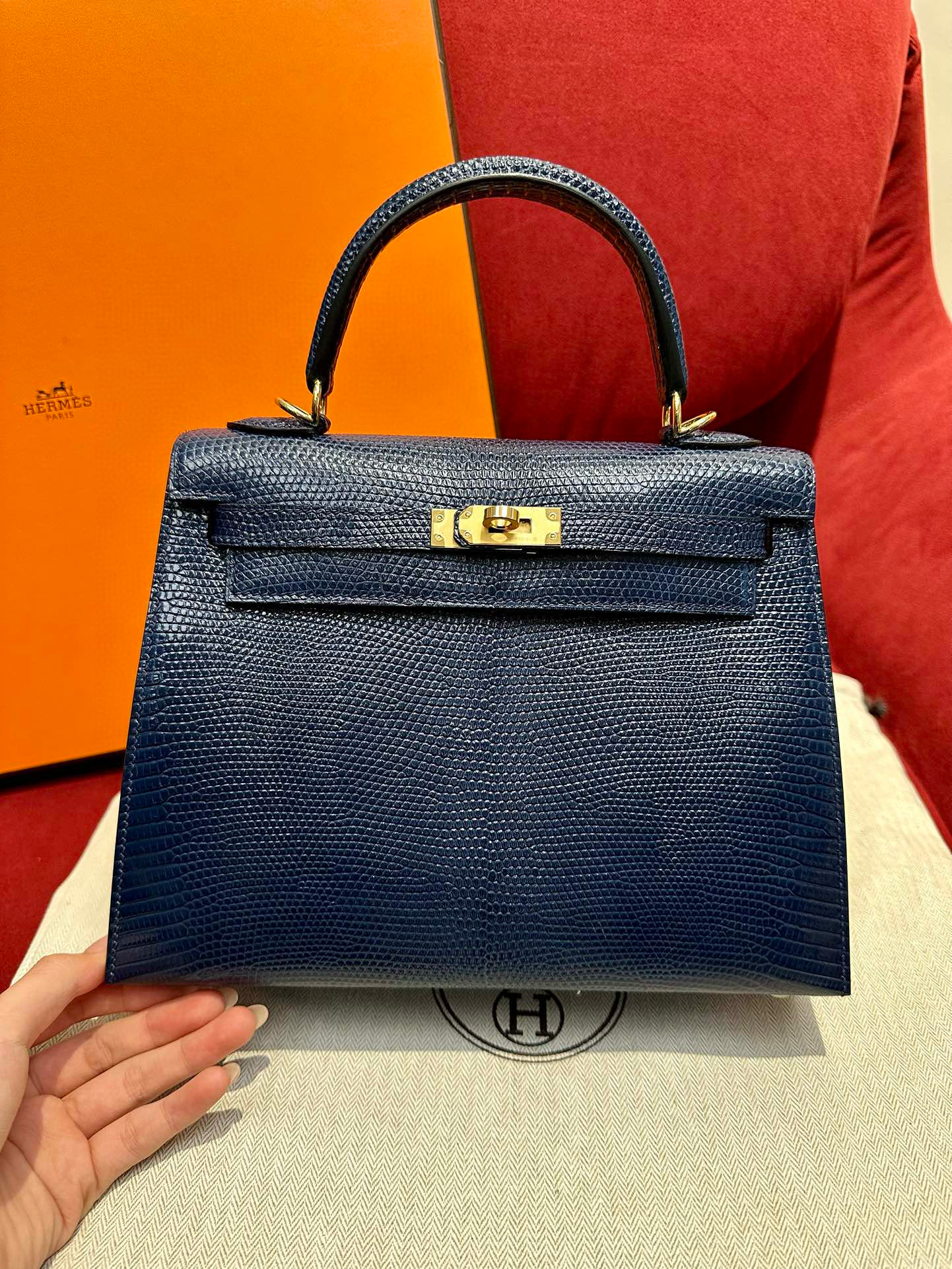 에르메스 Hermes Kelly 25cm Lizard 7K/gold