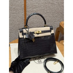 에르메스 Hermes Kelly 25cm Niloticus 88 Graphite/gold