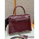 에르메스 Hermes Kelly 25cm Porosus crocodile 55 Rouge H/gold