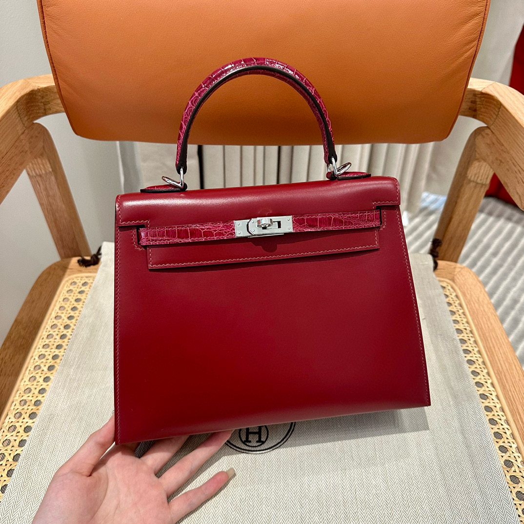 에르메스 Hermes Kelly Touch 25cm Box 55 Rouge H/silver