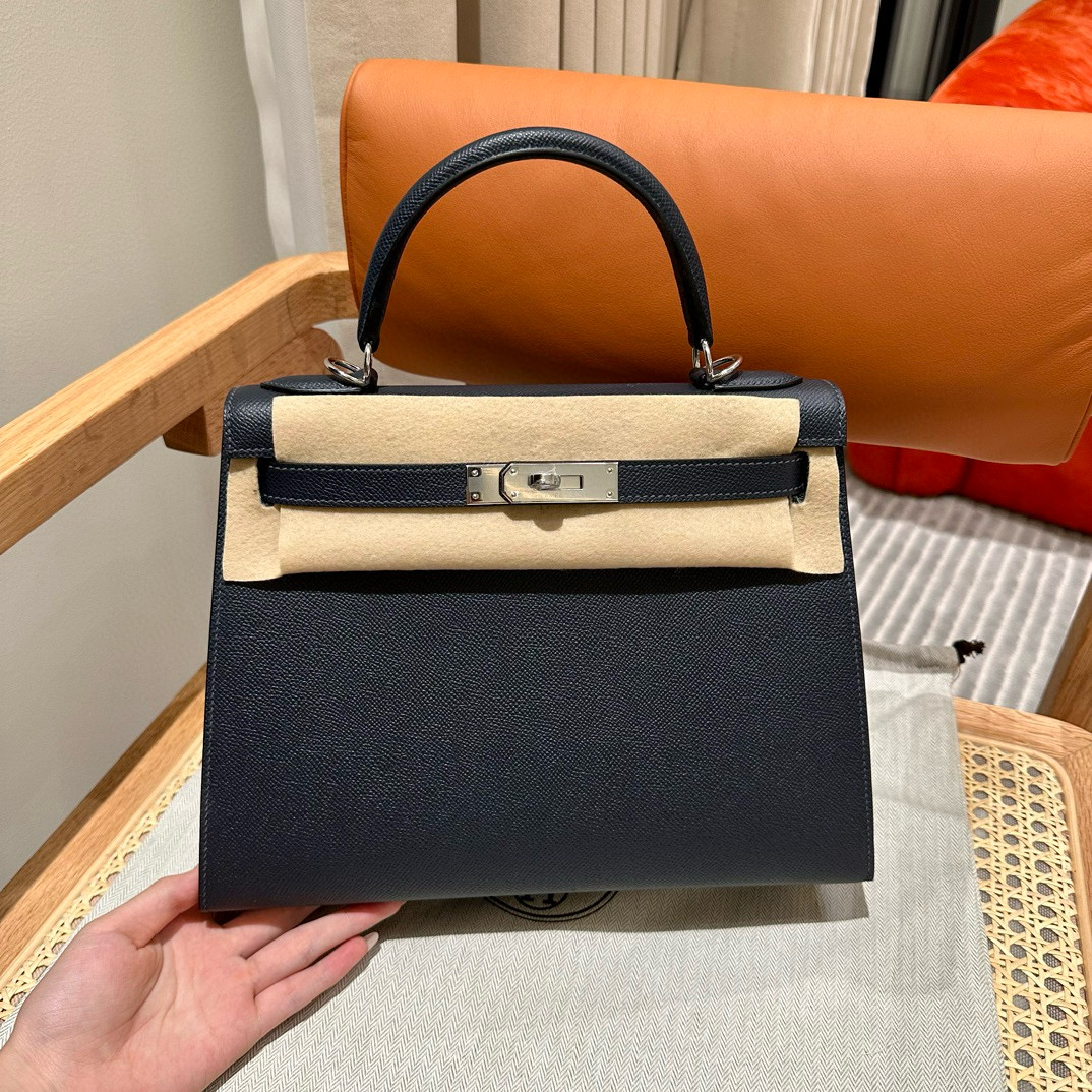 에르메스 Hermes Kelly 28cm Epsom 76 Blue indigo/silver