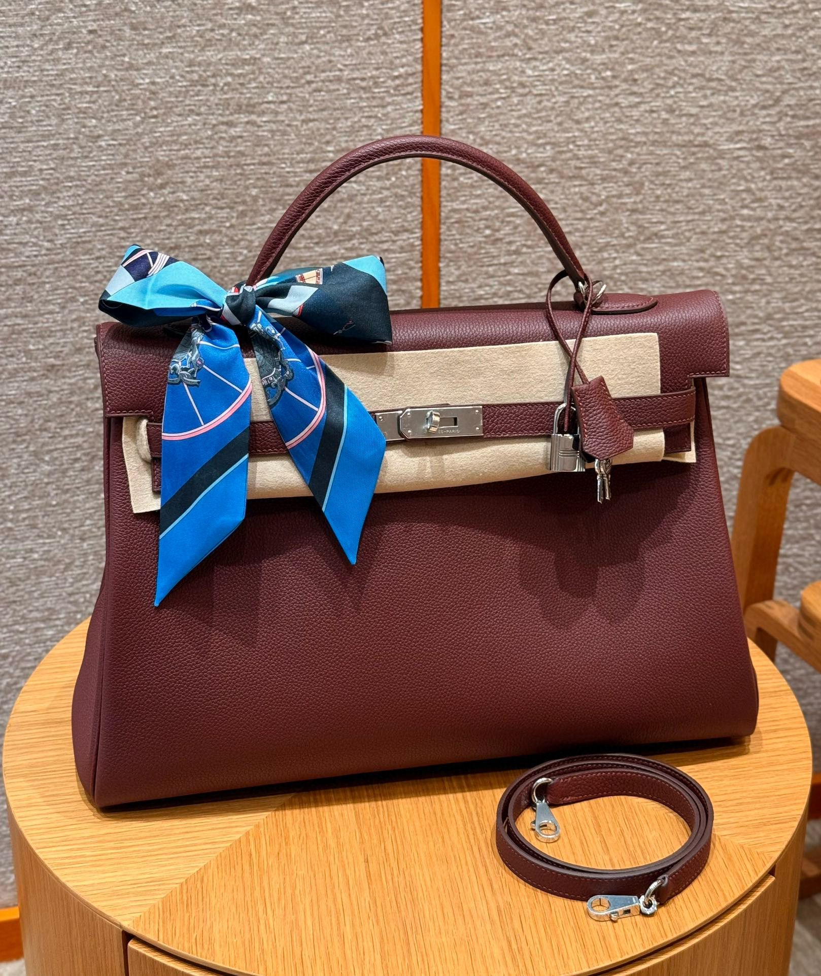 에르메스 Hermes Kelly 40cm Togo 55 Rouge H/silver