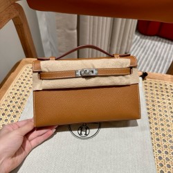에르메스 Hermes Kelly Pochette 22cm Epsom 37 Gold/silver