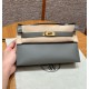 에르메스 Hermes Kelly Pochette 22cm Swift 0L Girs Meyer/gold