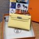 에르메스 Hermes Kelly Pochette 22cm Swift 1Z Jaune Poussin/silver
