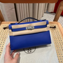 에르메스 Hermes Kelly Pochette 22cm Swift 7T Blue electric/silver