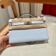 에르메스 Hermes Kelly Pochette 22cm Swift 08 Blue pale/silver