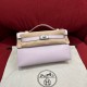 에르메스 Hermes Kelly Pochette 22cm Swift 09 Mauve pale/silver
