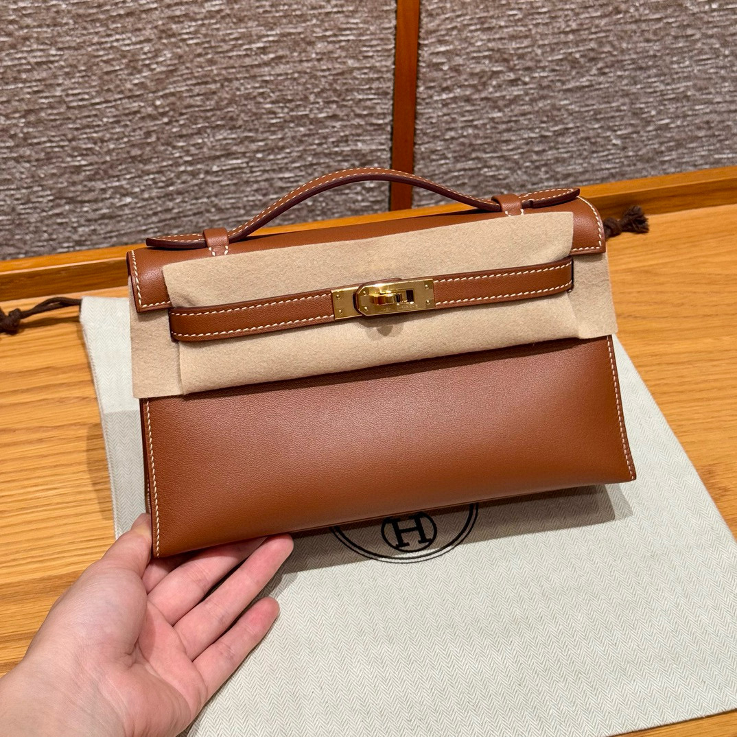 에르메스 Hermes Kelly Pochette 22cm Swift 37 Gold/gold