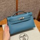에르메스 Hermes Kelly Pochette 22cm Swift 75 Blue Jean/silver