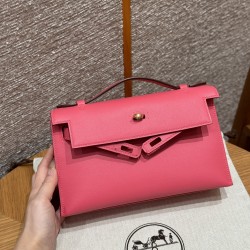 에르메스 Hermes Kelly Pochette 22cm Swift U5 Rose lipstick/gold