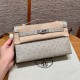 에르메스 Hermes Kelly Pochette 22cm KK ostrich 80 Gris perle/silver