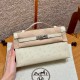 에르메스 Hermes Kelly Pochette 22cm KK ostrich i2 Nata/silver