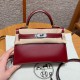 에르메스 Hermes Mini Kelly 19cm Box 57 Bordeaux/silver