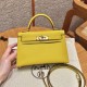 에르메스 Hermes Mini Kelly 19cm Chèvre 9o Jaune Naples/gold