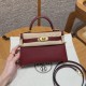 에르메스 Hermes Mini Kelly 19cm Chèvre 55 Rouge H/gold