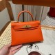 에르메스 Hermes Mini Kelly 19cm Chèvre 93 Orange/gold