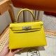 에르메스 Hermes Mini Kelly 19cm Chèvre M9 Mimosa/silver