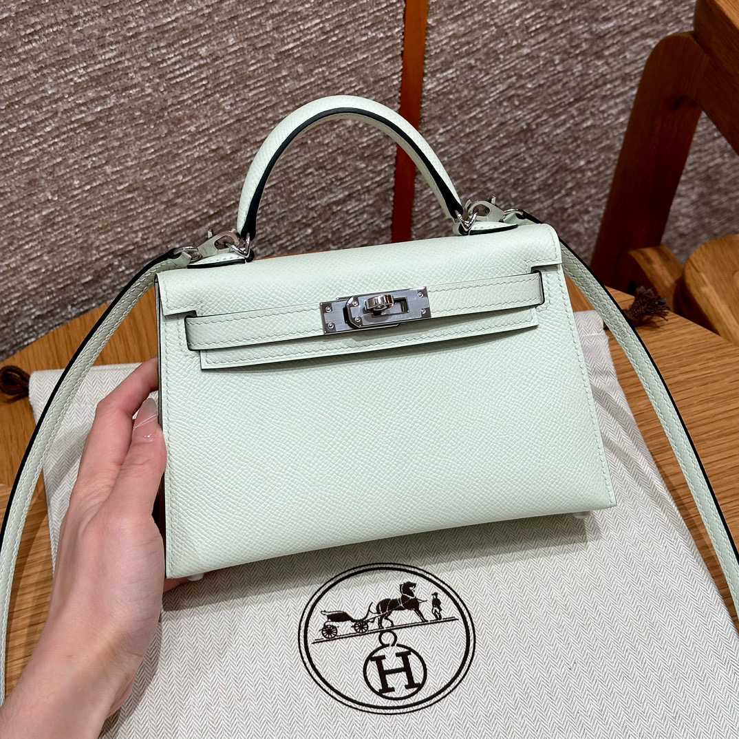 에르메스 Hermes Mini Kelly 19cm Epsom 0S Vert Fizz/silver