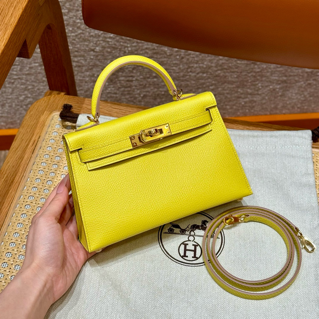 에르메스 Hermes Mini Kelly 19cm Epsom 9R Lime/gold