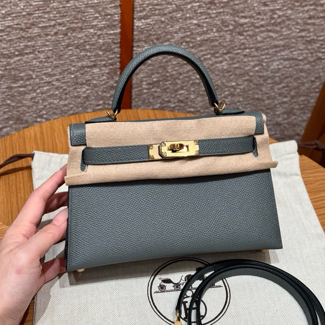 에르메스 Hermes Mini Kelly 19cm Epsom 63 Vert Amanda/gold