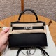 에르메스 Hermes Mini Kelly 19cm Epsom 89 Noir and 3Q Rose Sakura/silver