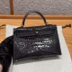 에르메스 Hermes Mini Kelly 19cm Alligator 88 Graphite/gold