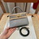 에르메스 Hermes Mini Kelly 19cm KK ostrich 8U Blue glacier/gold