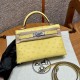 에르메스 Hermes Mini Kelly 19cm KK ostrich 9R Lime/silver