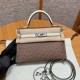에르메스 Hermes Mini Kelly 19cm KK ostrich 81 Girs Tourerlle and 8L Beton/silver