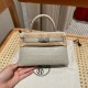 에르메스 Hermes Mini Kelly 19cm Matte Alligator 8L Beton/silver