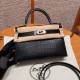 에르메스 Hermes Mini Kelly 19cm Matte Alligator 89 Noir/silver