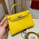 에르메스 Hermes Mini Kelly 19cm Matte Alligator M9 Mimosa/gold