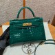 에르메스 Hermes Mini Kelly 19cm Pouosus 6Q Vert Emeraude/gold