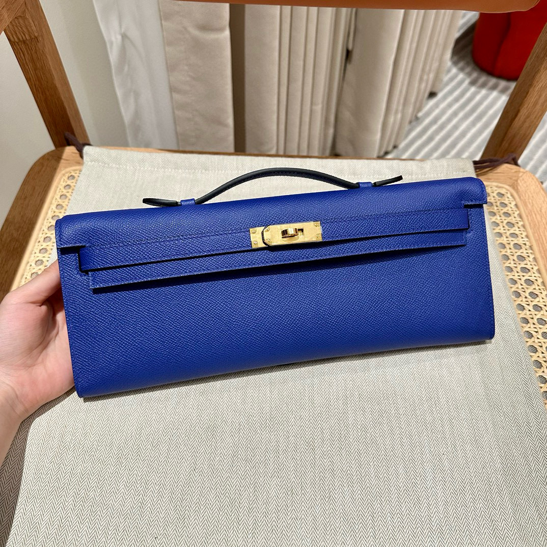 에르메스 Hermes Kelly cut 31cm Epsom 7T Blue electric/gold