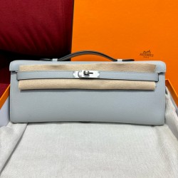 에르메스 Hermes Kelly cut 31cm Epsom 08 Blue Pale/silver