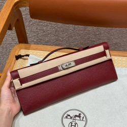 에르메스 Hermes Kelly cut 31cm Epsom 55 Rouge H/silver