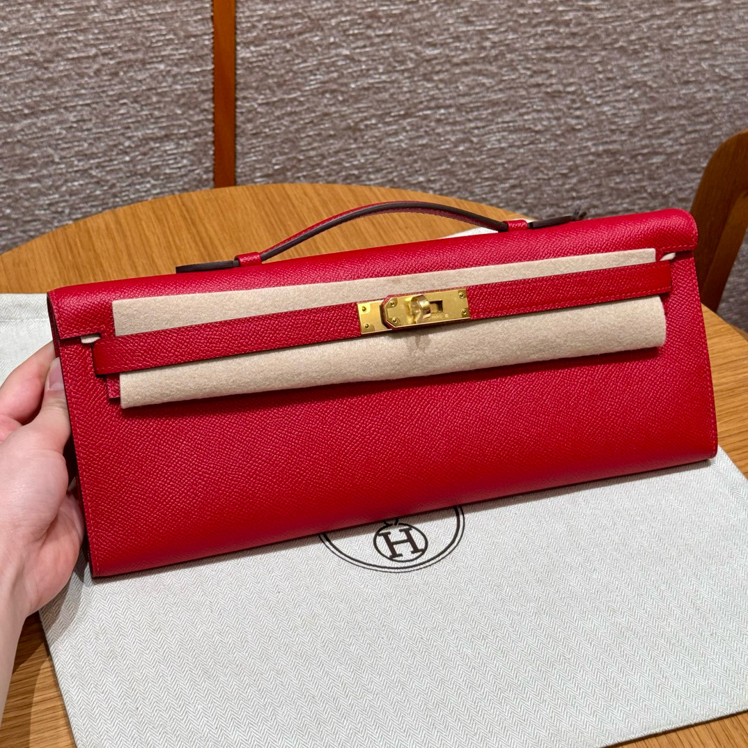 에르메스 Hermes Kelly cut 31cm Epsom Q5 Rouge casaque/gold