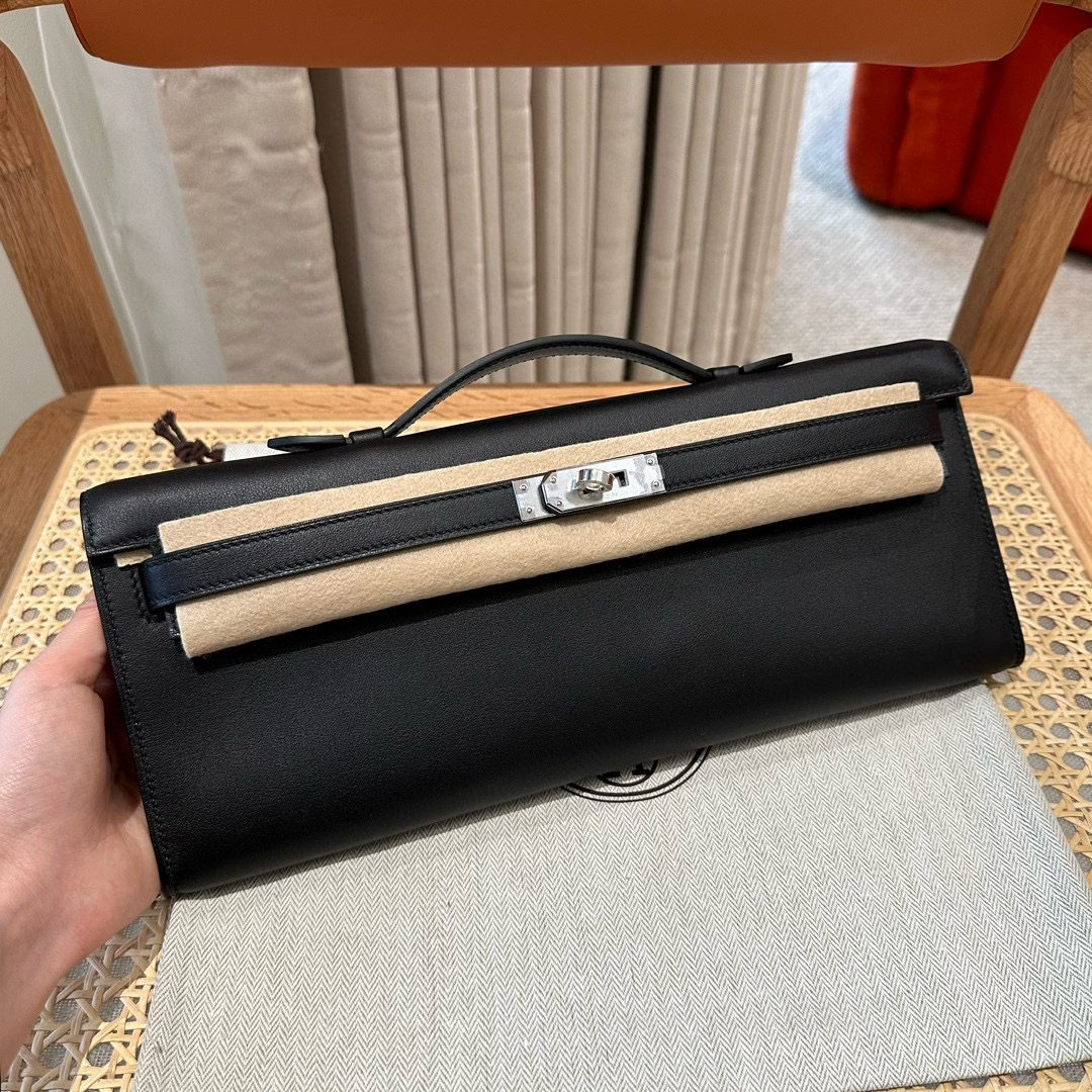 에르메스 Hermes Kelly cut 31cm Swift 89 noir/silver