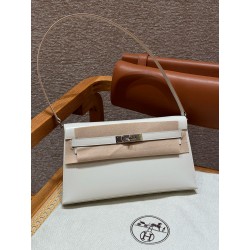 에르메스 Hermes Kelly elan 27cm Box 10 Craie/silver