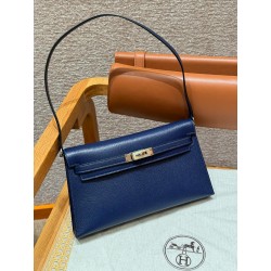 에르메스 Hermes Kelly elan 27cm Chèvre 73 Blue saphir/silver