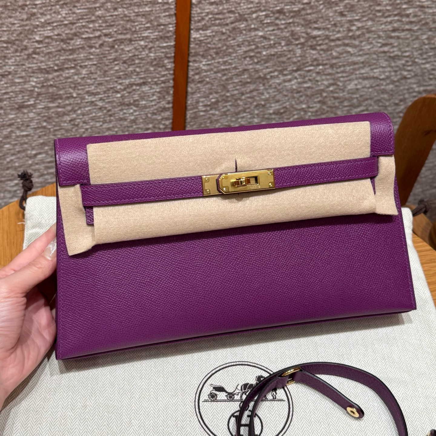 에르메스 Hermes Kelly elan 27cm Epsom P9 Anemone/gold