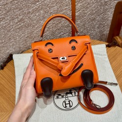 에르메스 Hermes Kelly Doll 16cm Swift 93 Orange/silver