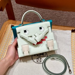 에르메스 Hermes Kelly Doll picto 16.5cm Epsom OZ Vert Fizz and Z6 Malachite/sliver